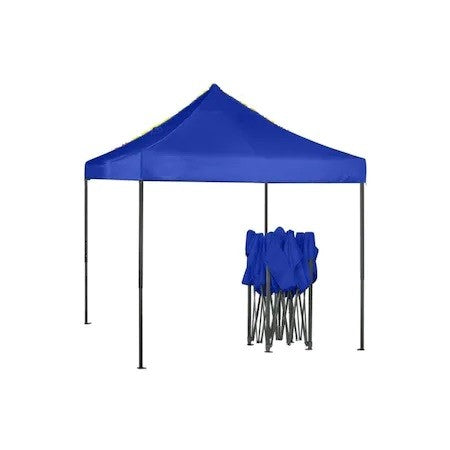Cort Pliabil Evenimente, Pavilion Gradina Tip Acordeon, Protectie UV si Prelata Impermeabila PVC, Cadru Metalic Telescopic, 2x2 m, Albastru