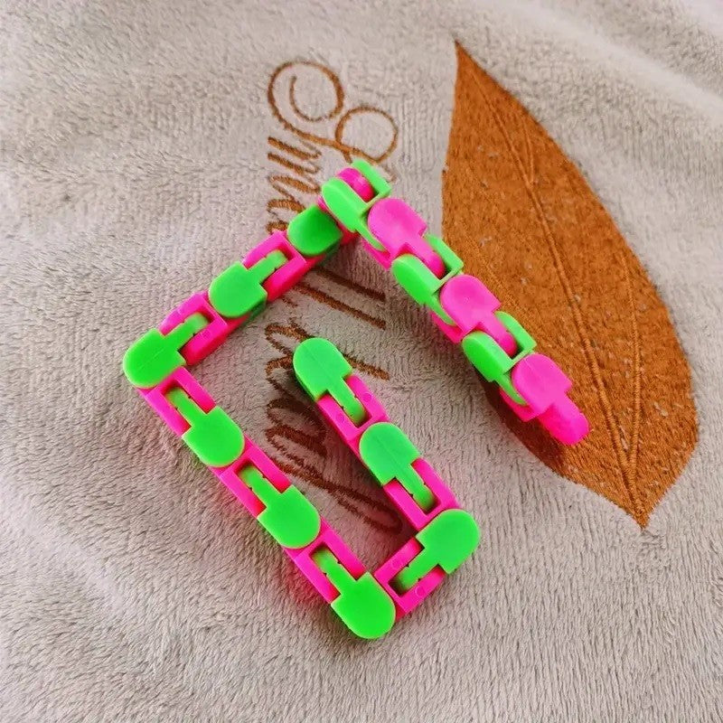 Jucarie Senzoriala Antistres, Puzzle De Imbinat Tip Sarpe, Dezvoltare Motricitate, Plastic, 24 Piese, Verde/Mov