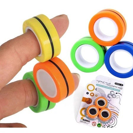 Jucarie Antistres Inele Magnetice, Dezvoltare Dexteritate Si Concentrare, Material Nedaunator, 3 Piese, Multicolor