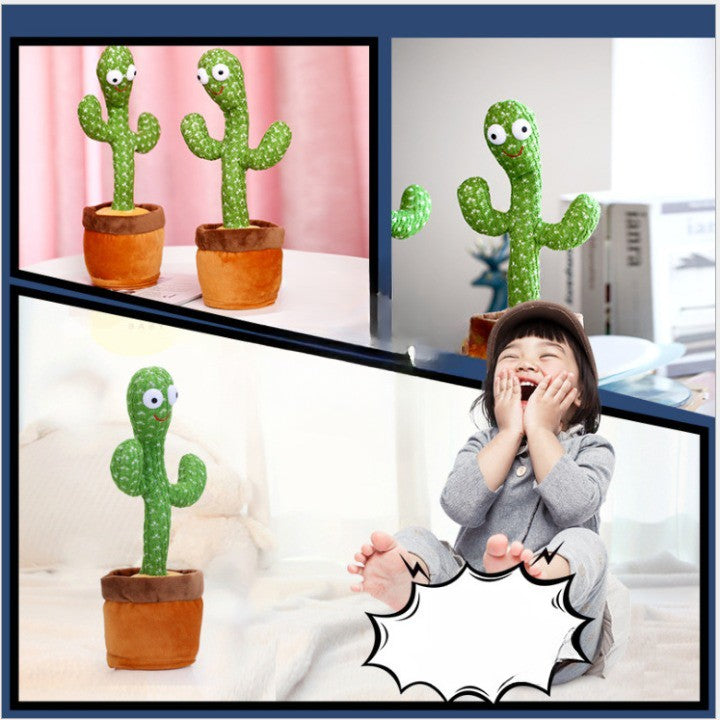 Jucarie Cactus Dansator, Interactiv, Canta si Imita, Plus, Verde, 37cm