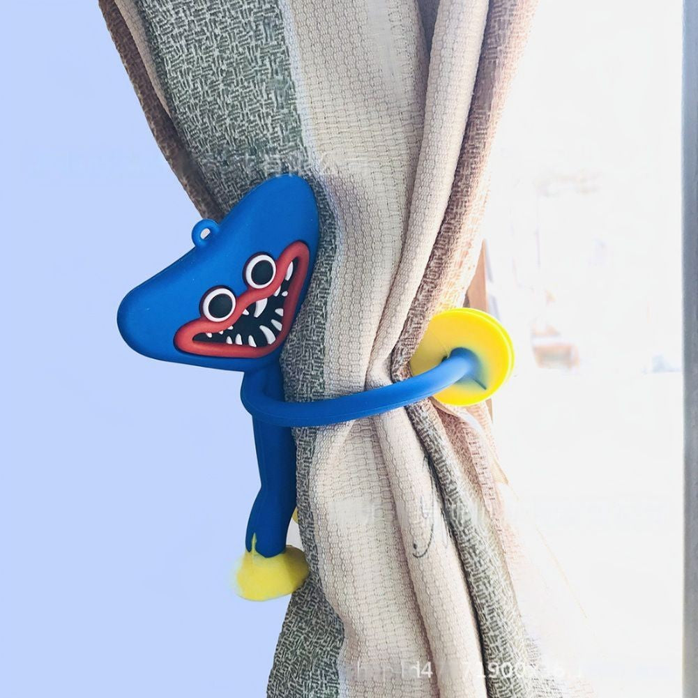 Jucarie Huggy Wuggy, Personaj Poppy Playtime cu Ventuze, Antistres Flexibil, Material Nedaunator, Albastru