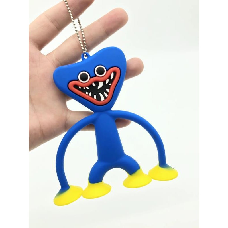 Jucarie Huggy Wuggy, Personaj Poppy Playtime cu Ventuze, Antistres Flexibil, Material Nedaunator, Albastru