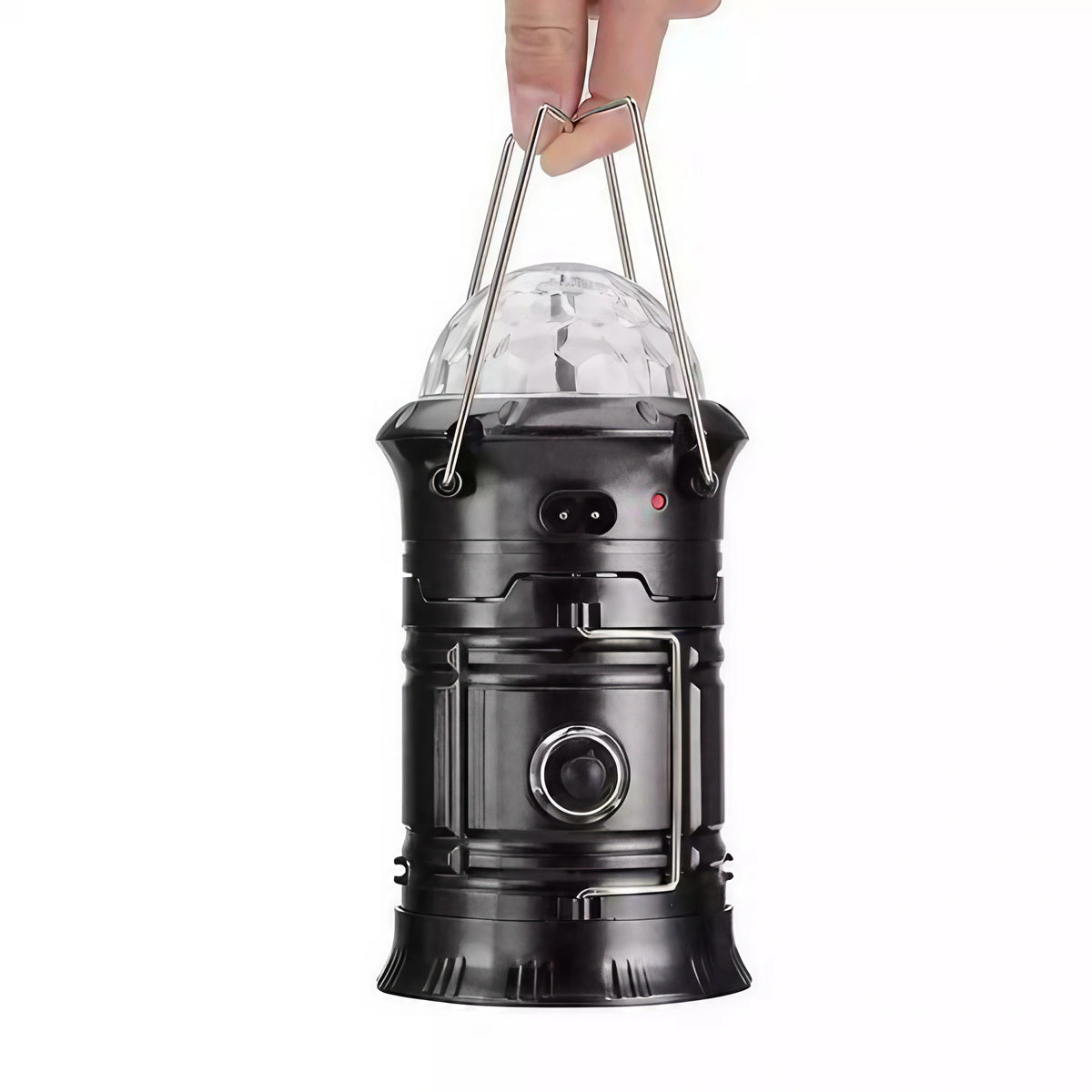Lanternă Camping Pliabilă Magic Cool, Felinar LED cu Lampă Disco și Mod Torță, Încărcare USB și Acumulator 1200mAh, Plastic ABS, Negru