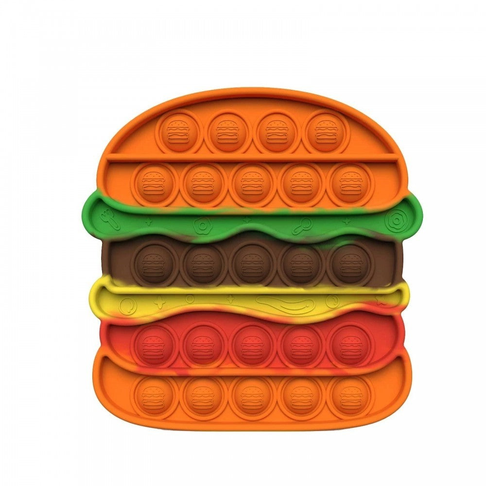 Jucărie Antistres Pop It Now and Flip It, Model Hamburger, Silicon Flexibil, Portocaliu