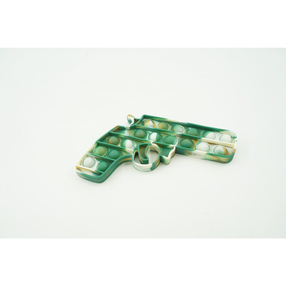 Jucarie Antistres Pop It Now and Flip It, Model Pistol, Silicon Flexibil, Alb/Verde