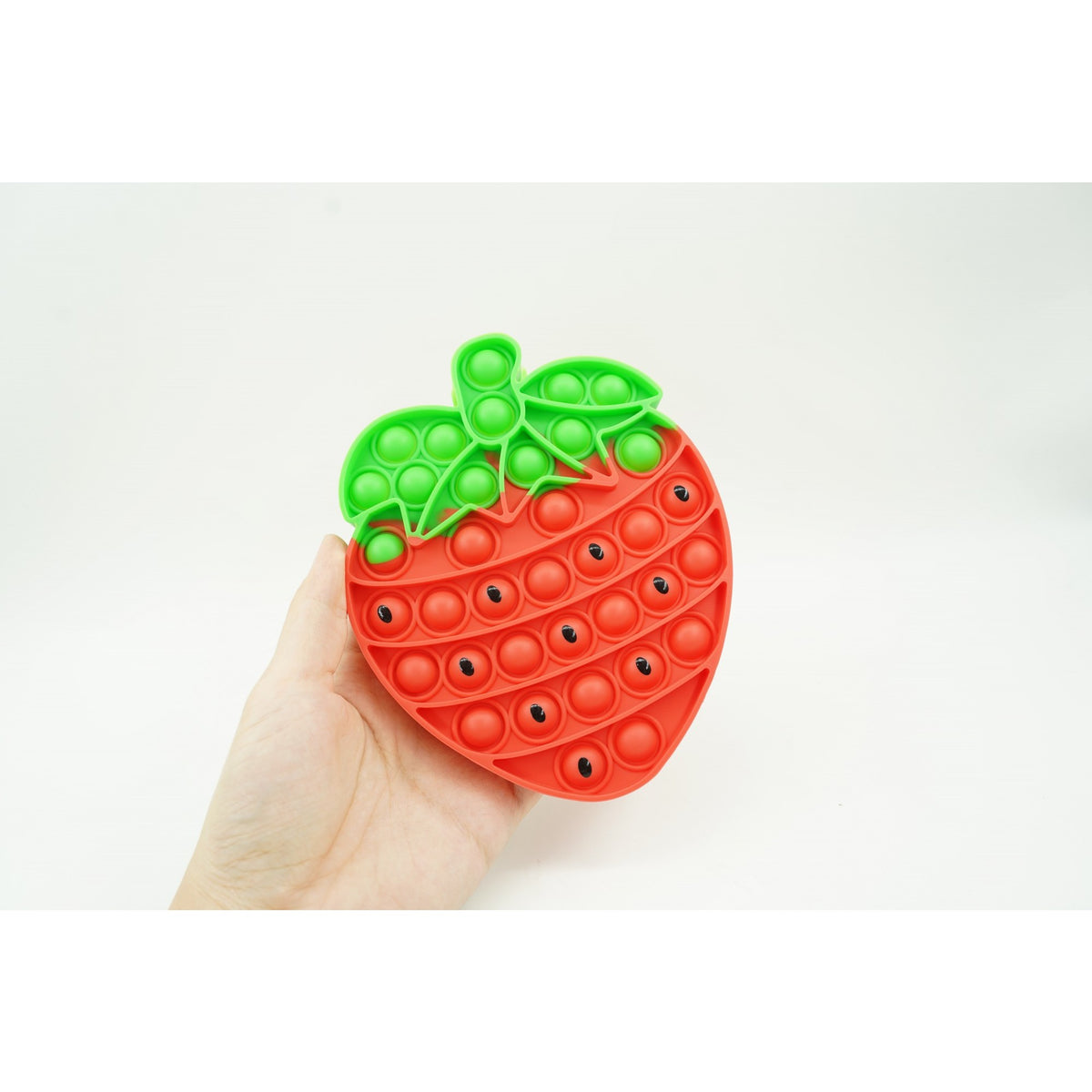 Jucărie Antistres Pop It Now and Flip It, Formă Căpșună, Silicon, Roșu/Verde