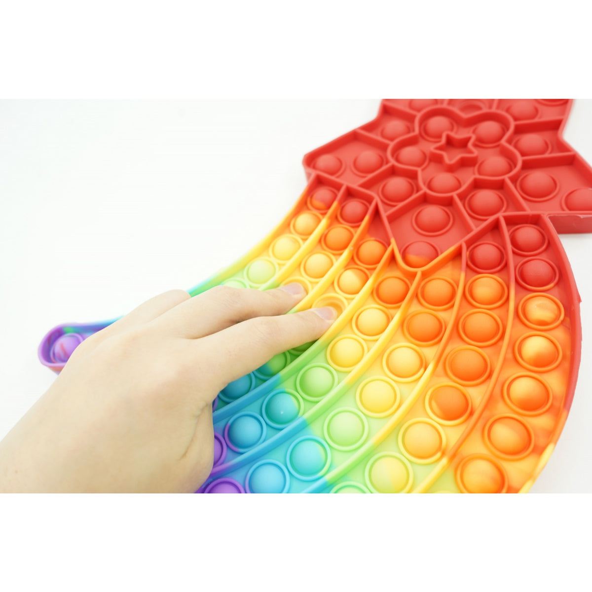 Pop It Now and Flip It, Jucarie Antistres Senzoriala, Model Stea Cazatoare, Silicon, Multicolor
