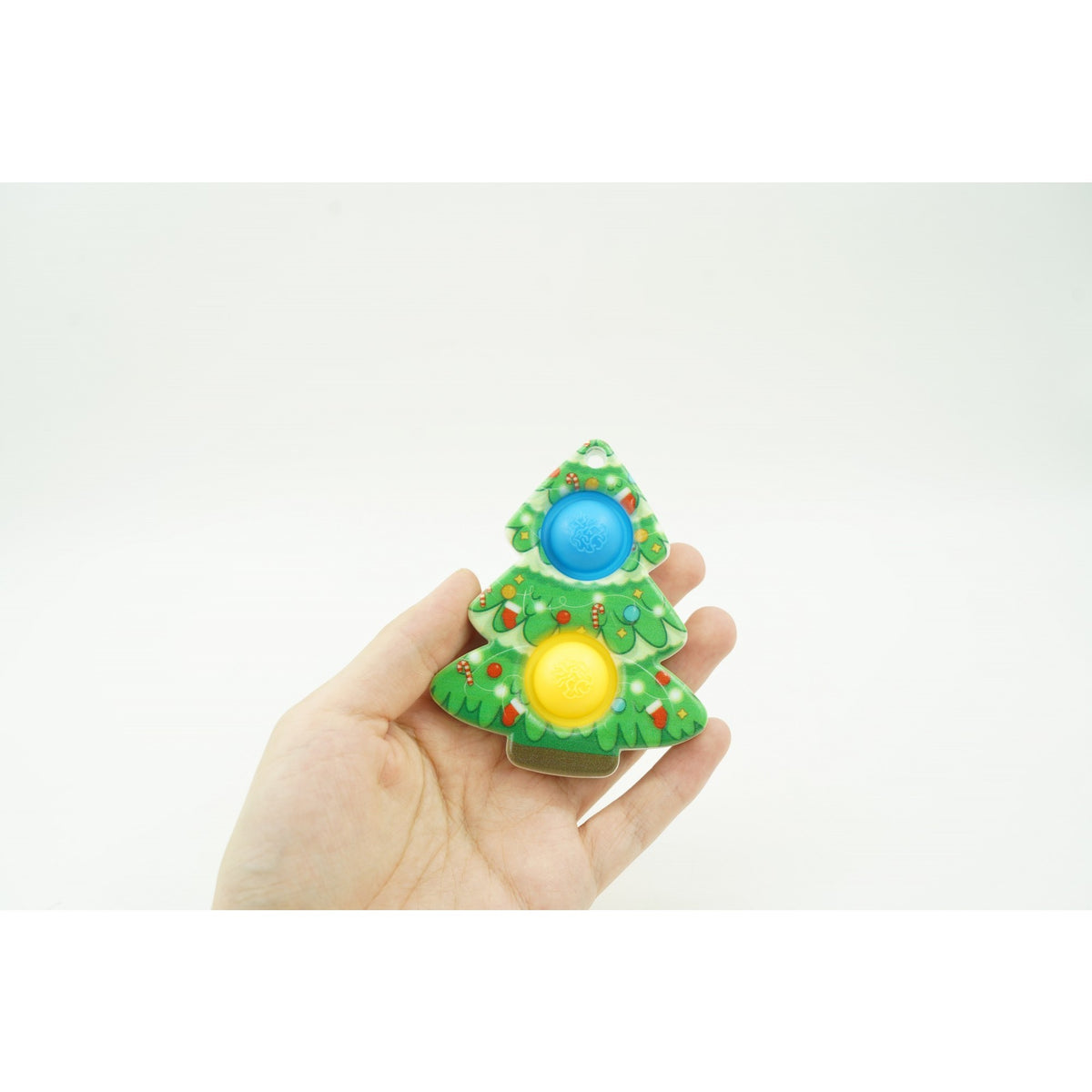 Breloc Jucarie Senzoriala Antistres, Simple Dimple Cu 2 Buline, Forma Brad, Multicolor