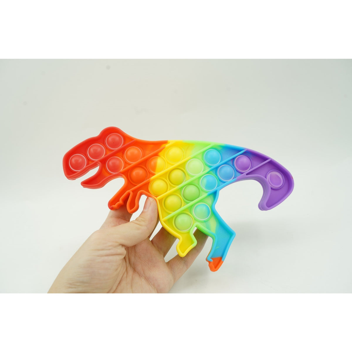 Jucarie Antistres Pop It Now and Flip It, Model Dinozaur Mic, Silicon Flexibil, Design Multicolor, Varianta 1