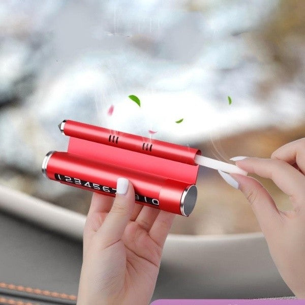 Suport Numar de Telefon Auto cu Odorizant si Functie de Parcare, Rosu, Multifunctional 5 in 1, Silicon si Plastic Rezistent, Universal