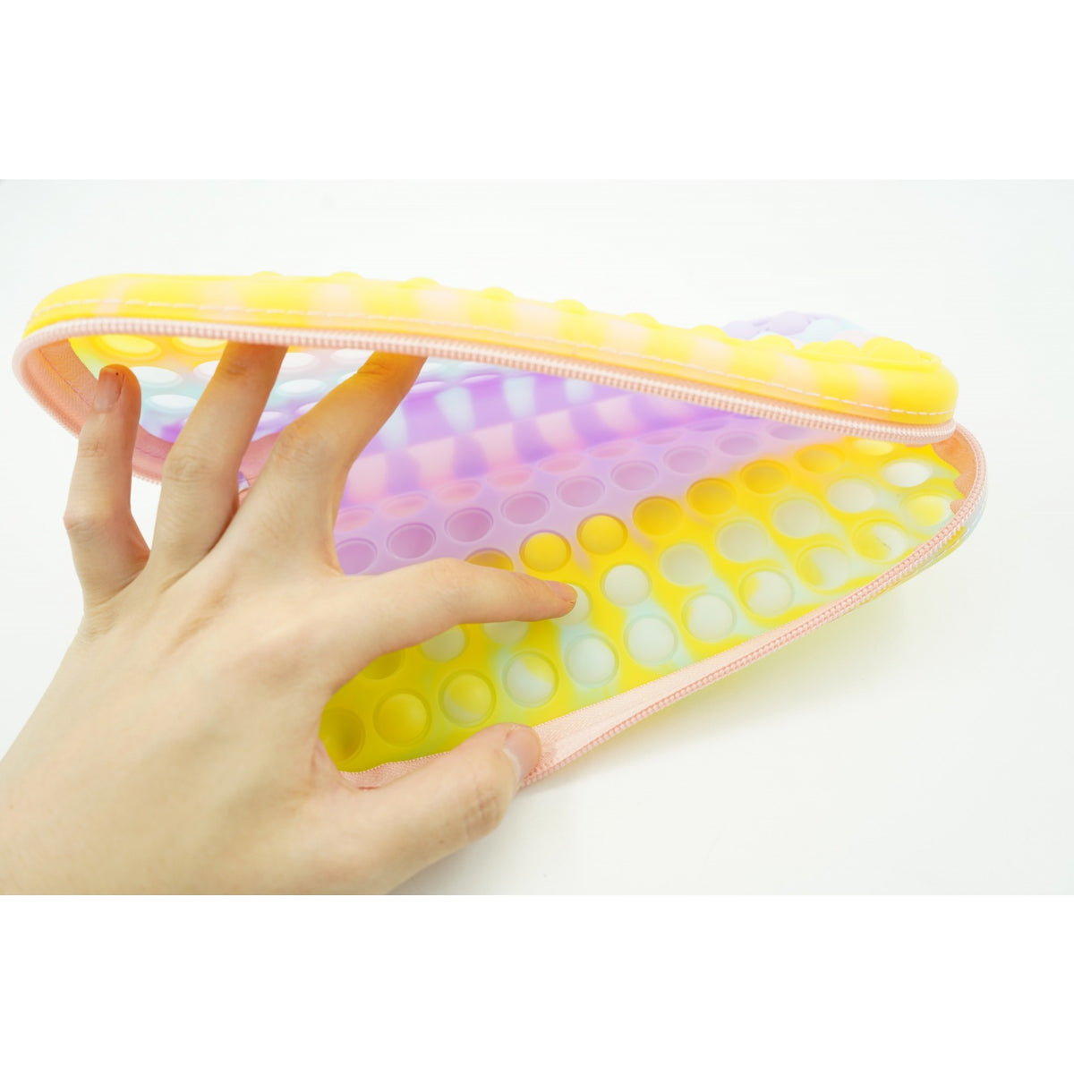 Jucărie Antistres Pop It Now and Flip It, Geantă pentru Depozitare cu Fermoar, Silicon Moale, Formă Rotundă, Multicolor