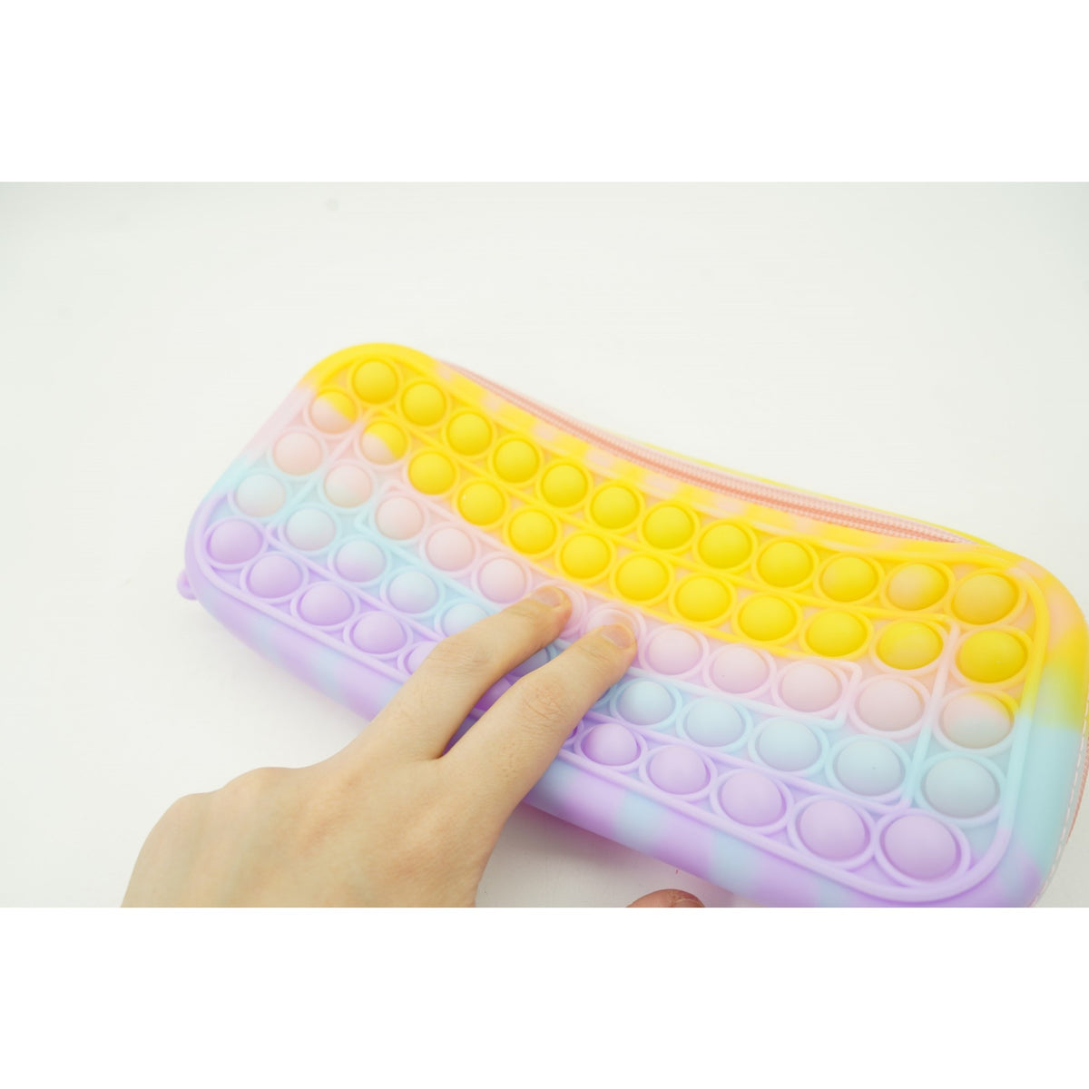 Jucărie Antistres Pop It Now and Flip It, Geantă pentru Depozitare cu Fermoar, Silicon Moale, Formă Rotundă, Multicolor