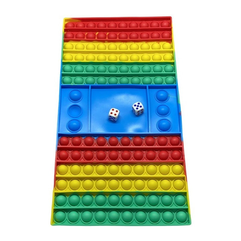 Joc Interactiv Antistres Pop It Now and Flip It, Tabla de Joc cu Zaruri, Silicon Flexibil, Model 2, Multicolor