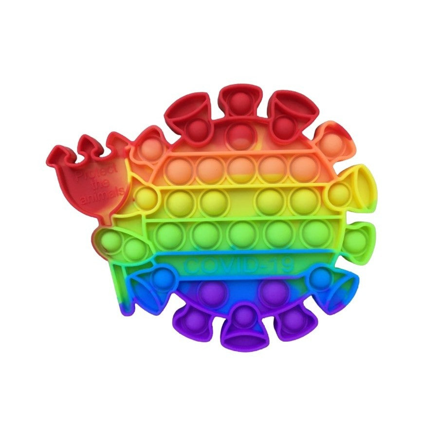 Jucarie Antistres Pop It Now and Flip It, Model Virus, Silicon, Multicolor