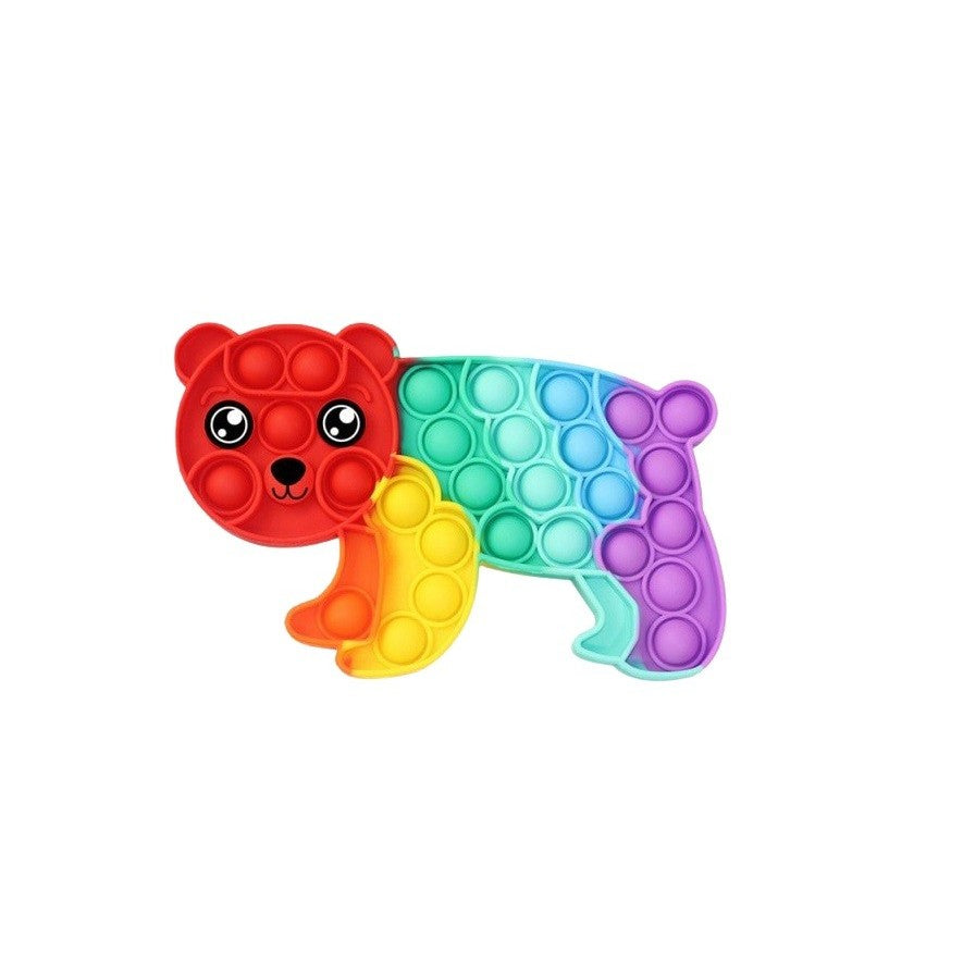 Jucarie Antistres Pop It Now and Flip It, Model Panda, Silicon Reutilizabil, Design Curcubeu Multicolor