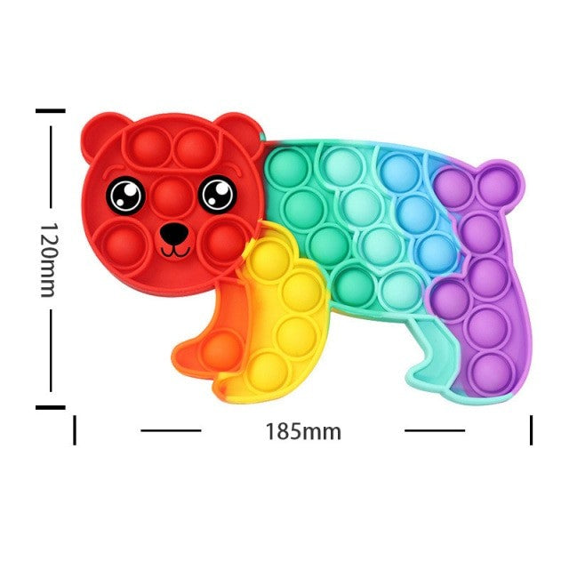 Jucarie Antistres Pop It Now and Flip It, Model Panda, Silicon Reutilizabil, Design Curcubeu Multicolor