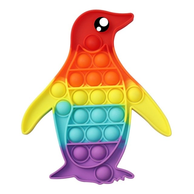 Jucarie Antistres Pop It Now and Flip It, Model Pinguin Reversibil, Silicon Flexibil, Multicolor