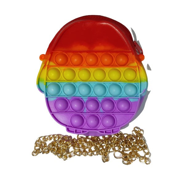 Geanta Antistres Pop It pentru Copii, Jucarie Senzoriala din Silicon, Model Bufnita, Compartiment cu Fermoar, Bareta Ajustabila, Multicolor