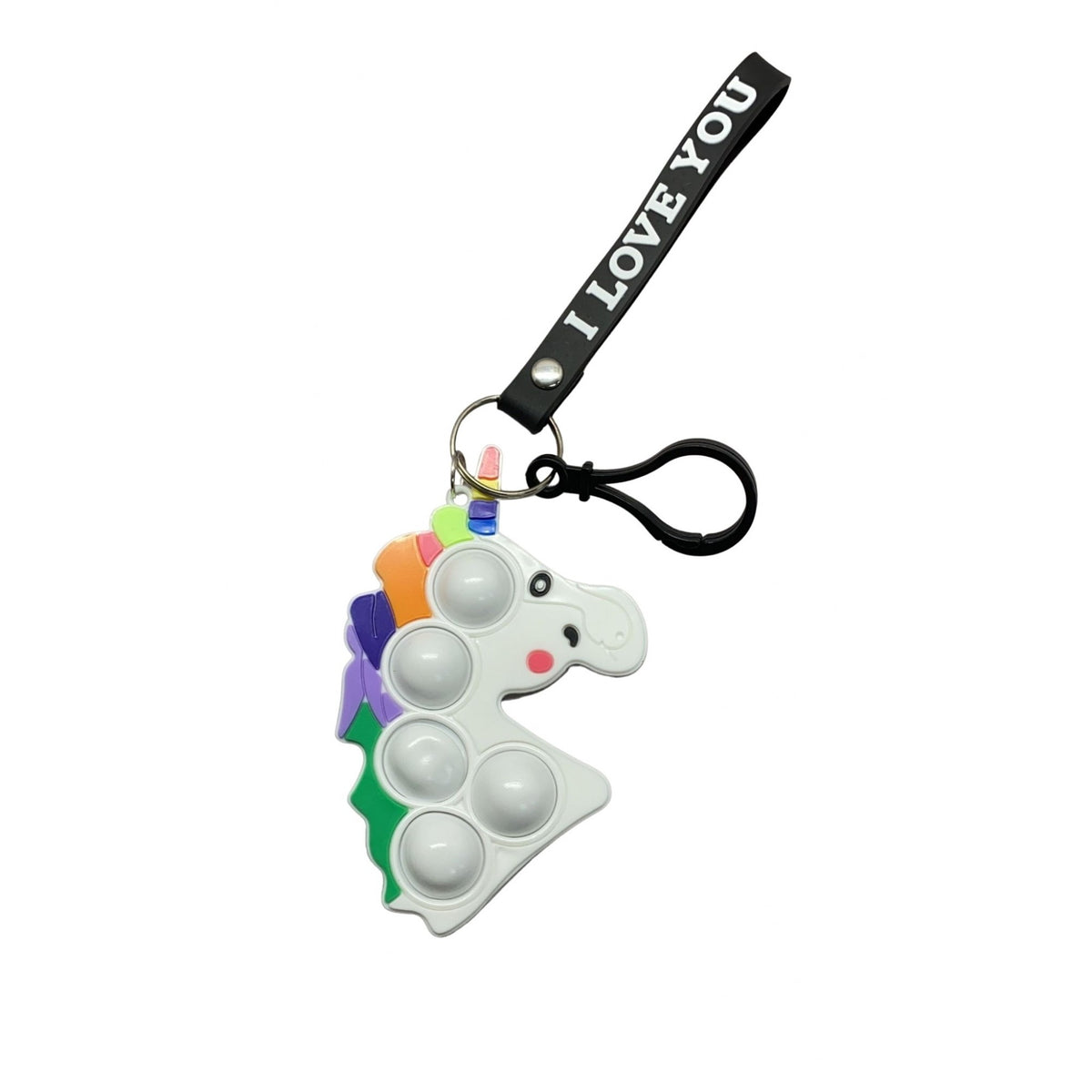 Jucarie Antistres Pop It Simple Dimple, Breloc Unicorn, Silicon, Alb