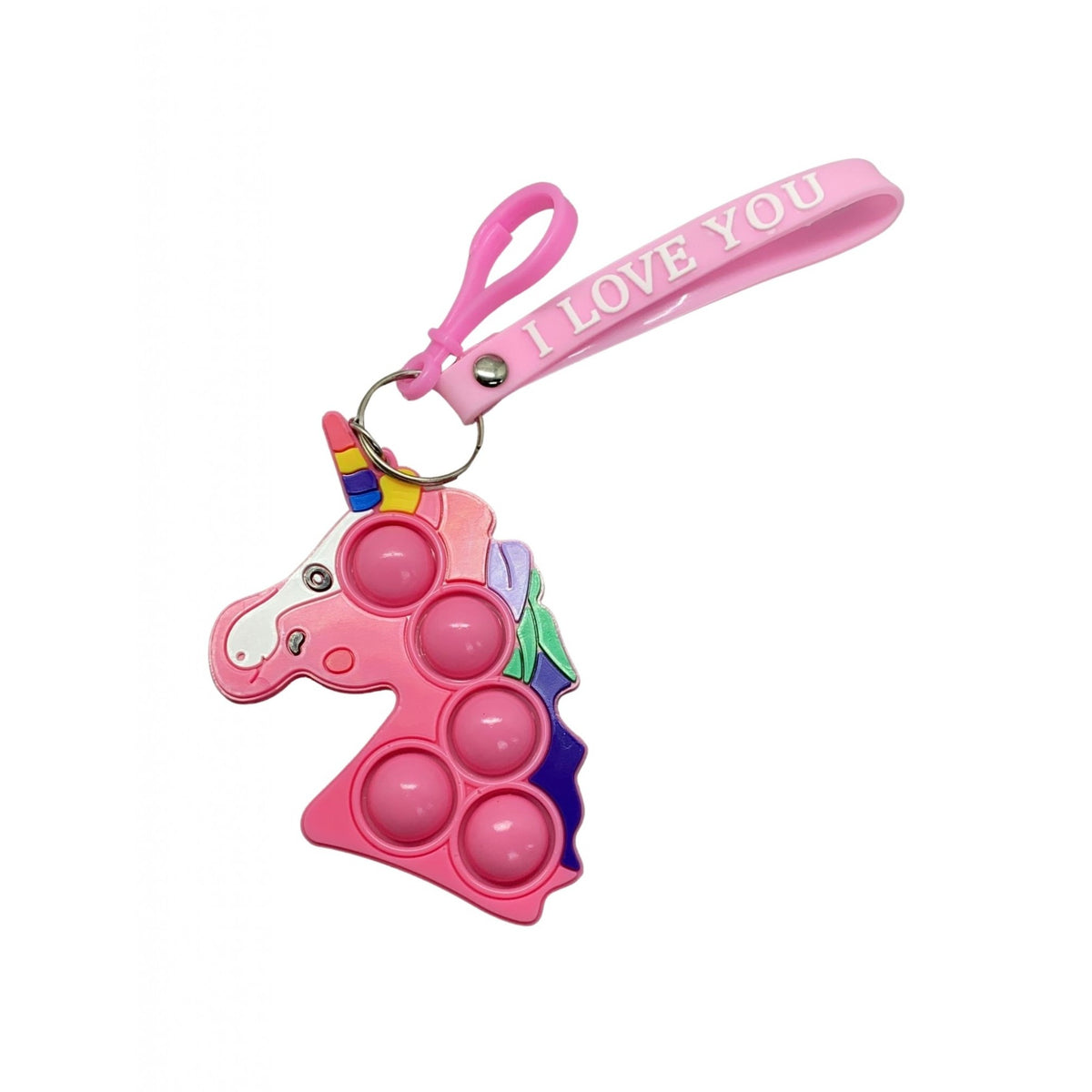 Jucarie Antistres Pop It Simple Dimple, Breloc Unicorn, Silicon, Roz