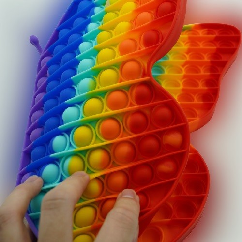 Pop It Now Jucarie Antistres, Forma Fluture Senzoriala, Silicon, Multicolor, 40x30 cm