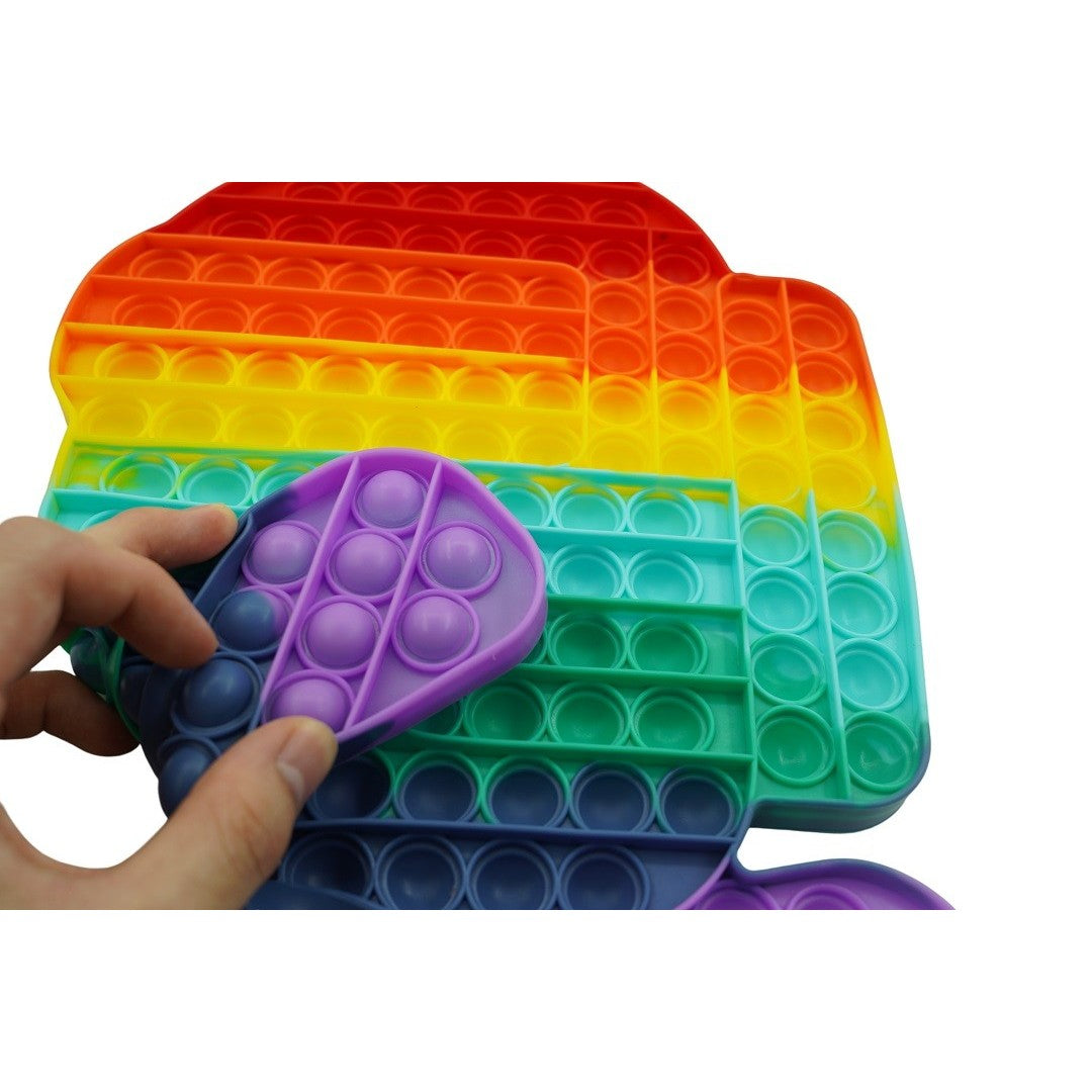 Pop It Now Jucarie Antistres Senzoriala Uriasa, Forma Among Us cu 200 Bule, Silicon Flexibil, Multicolor, 40x30x1.5 cm