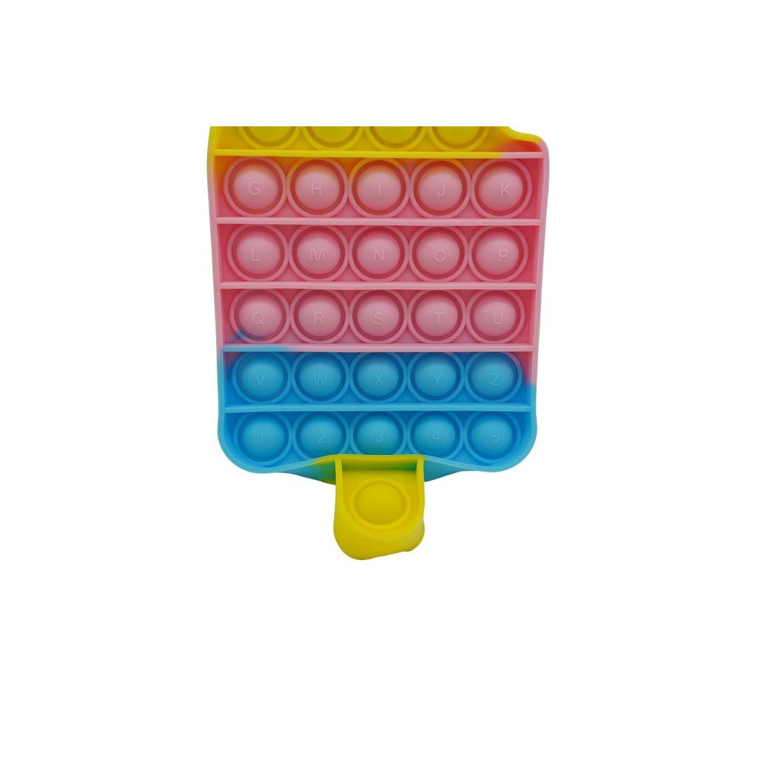 Jucarie Antistres Pop It Now and Flip It, Invatare Alfabet si Cifre, Model Inghetata, Silicon Flexibil, Multicolor