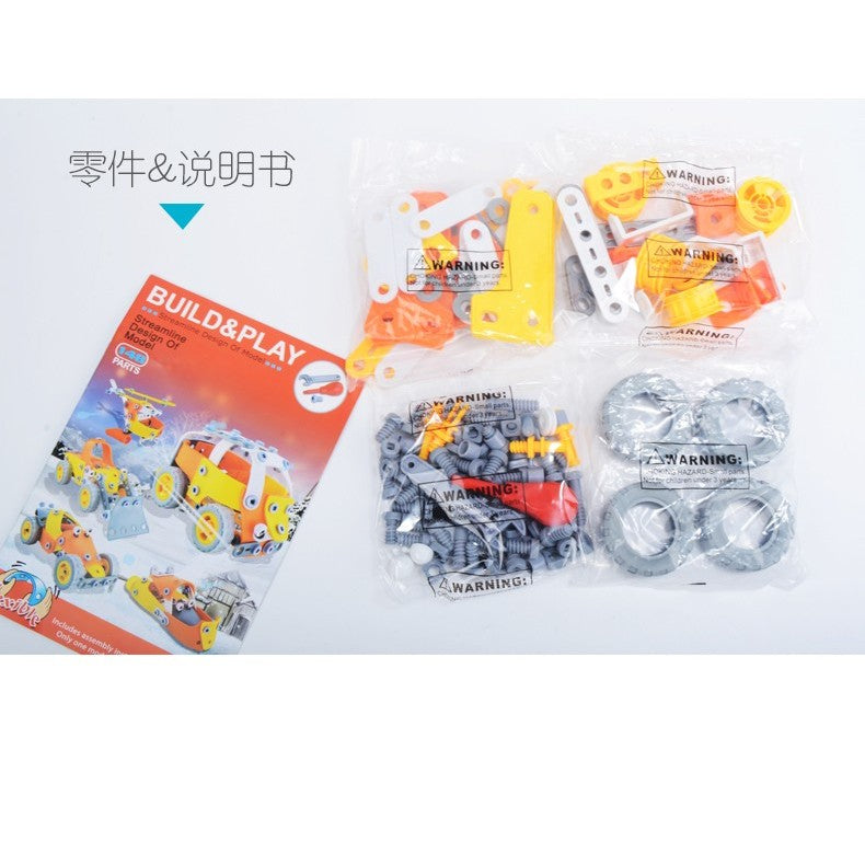 Set De Constructie Mecanica 5 In 1, Joc Educativ STEM Inginerie Si Creativitate, Plastic Rezistent Non-Toxic, 148 Piese