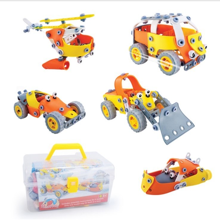 Set De Constructie Mecanica 5 In 1, Joc Educativ STEM Inginerie Si Creativitate, Plastic Rezistent Non-Toxic, 148 Piese