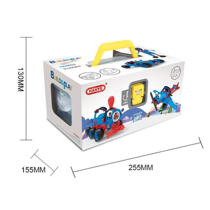 Set de Constructie STEM 5 in 1, Jucarie Educationala de Inginerie cu Unelte de Asamblare, Kit Creativ Masini si Avioane, Plastic Rezistent, 134 Piese
