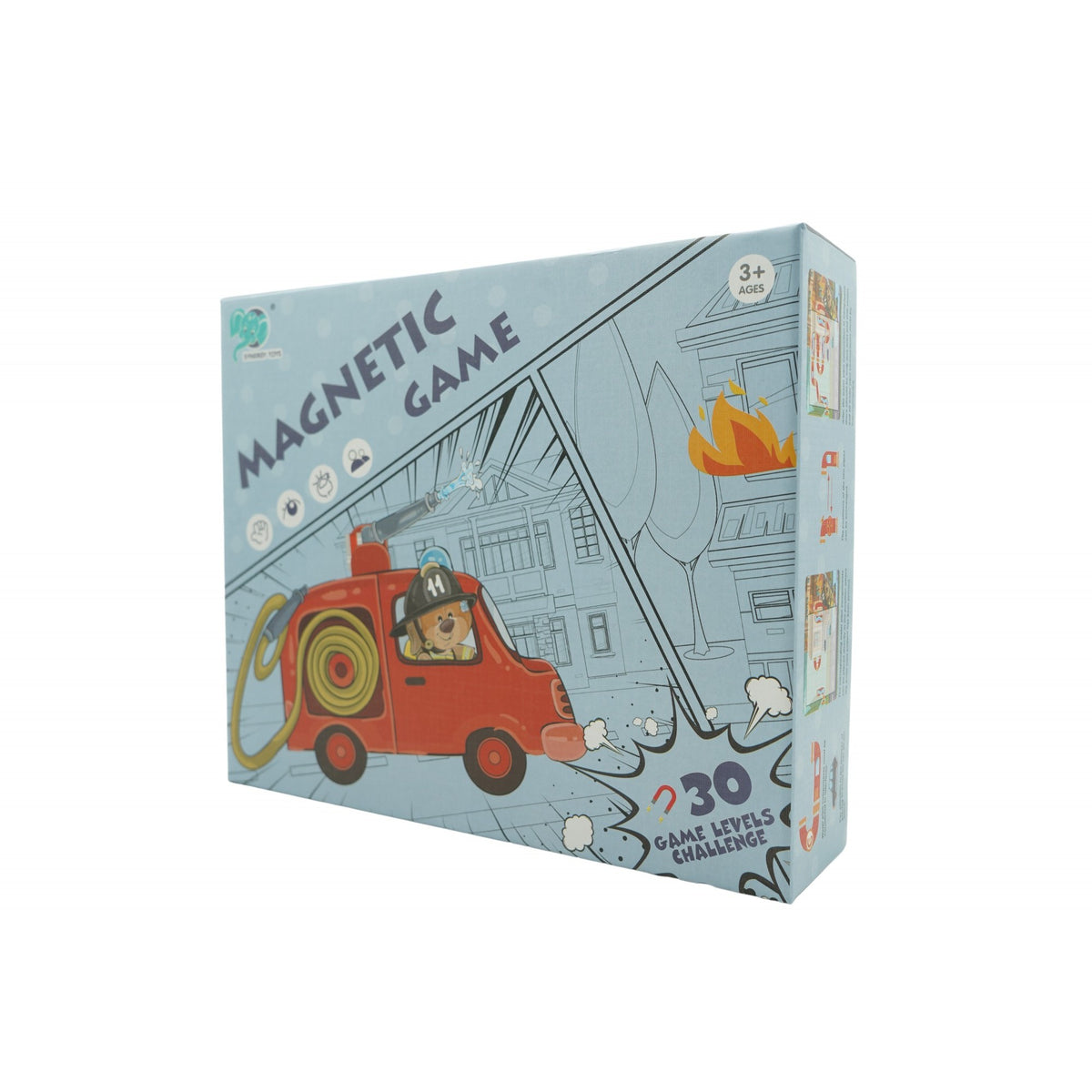 Joc Educativ Magnetic de Interconectare Micul Pompier, Puzzle Logica cu 15 Nivele de Dificultate, 9 Carti cu Provocari, Plastic si Magnet, Multicolor, +3 Ani