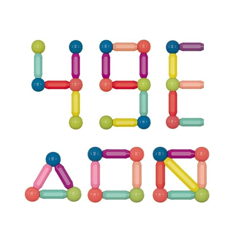 Set de Constructie Magnetic, Joc Educational Tip Puzzle 3D, Bile si Bete Magnetice Non-Toxice pentru Dezvoltarea Creativitatii, Multicolor, 36 Piese