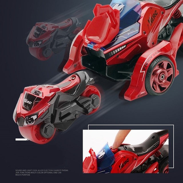 Masina Jucarie 2 In 1, Cu Motocicleta Proiectabila, Iluminare Si Sunete, Plastic, Rosie