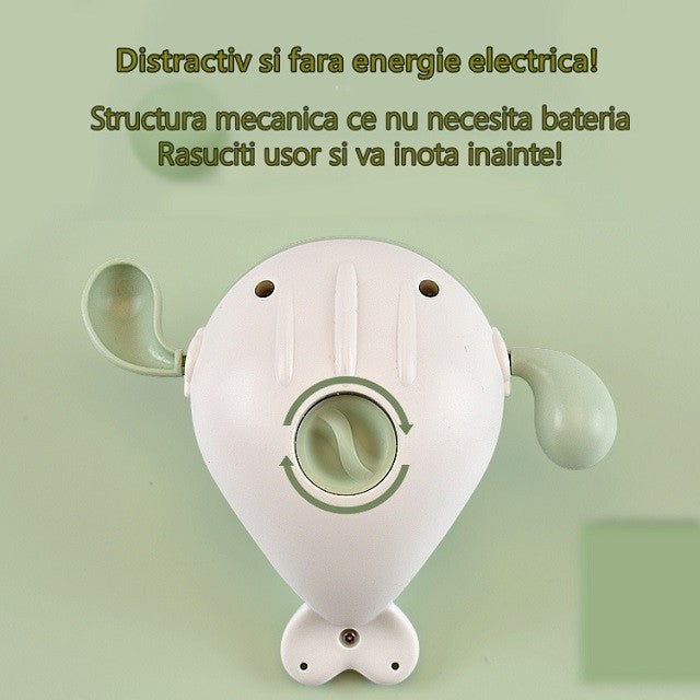 Jucarie Baie Copii, Balena Inotatoare Cu Cheita, Material ABS, Verde