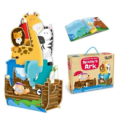 Puzzle 3D Arca Lui Noe Pentru Copii, Include Carte Cu Poveste Si 12 Piese Uriase, Material Carton, Multicolor, Varsta +3 Ani