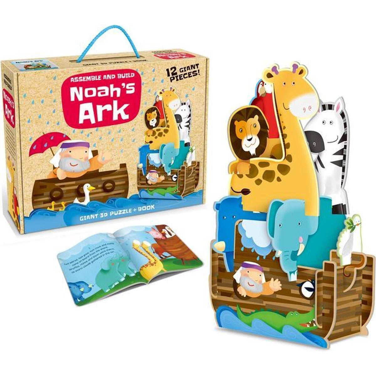 Puzzle 3D Arca Lui Noe Pentru Copii, Include Carte Cu Poveste Si 12 Piese Uriase, Material Carton, Multicolor, Varsta +3 Ani