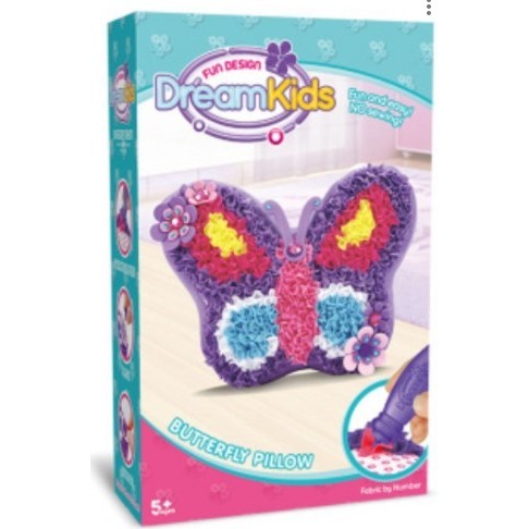 Dream Kids Set Creatie Perna Decorativa pentru Copii, Model Fluture, Activitate Educativa DIY, Material Textil Moale, Multicolor, Varsta 5+ Ani