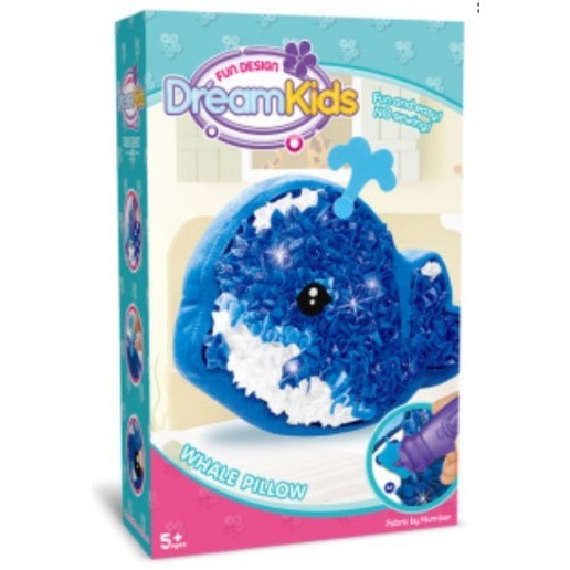 Dream Kids Set Creativ Perna de Cusut pentru Copii, Joc Educativ DIY de Realizat Manual, Model Delfin din Material Moale, Multicolor, Varsta 5 Ani+