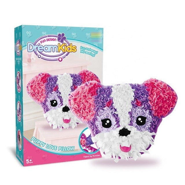 Dream Kids Set Creatie Perna pentru Copii, Joc Educativ de Cusut Manual, Material Moale, Model Caine, Varsta 5+ Ani