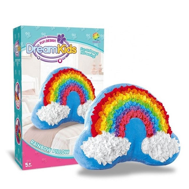 Dream Kids Set Creatie Perna pentru Copii, Joc Educativ de Cusut si Personalizat, Material Textil Moale, Model Curcubeu, Varsta 5+ Ani