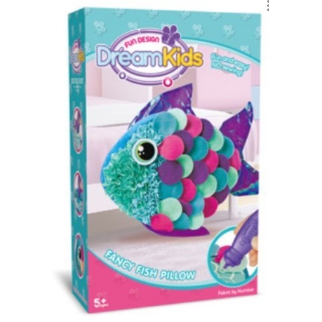 Dream Kids, Set Creatie Perna DIY pentru Copii, Joc Educativ Lucru Manual, Material Textil Moale, Model Pestisor, Multicolor, Varsta 5+ Ani