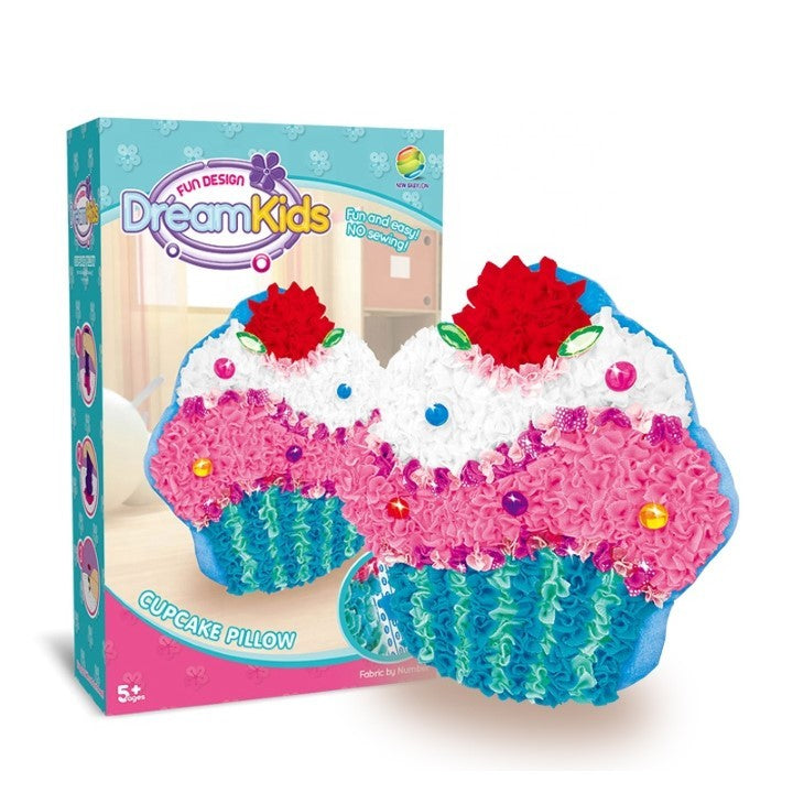 Dream Kids, Set Creatie Perna Decorativa pentru Copii, Joc Educativ Lucru Manual, Model Briosa, Material Textil Moale, Multicolor, Varsta 5+ Ani