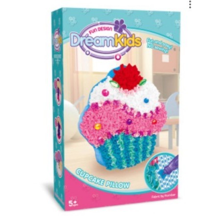 Dream Kids, Set Creatie Perna Decorativa pentru Copii, Joc Educativ Lucru Manual, Model Briosa, Material Textil Moale, Multicolor, Varsta 5+ Ani