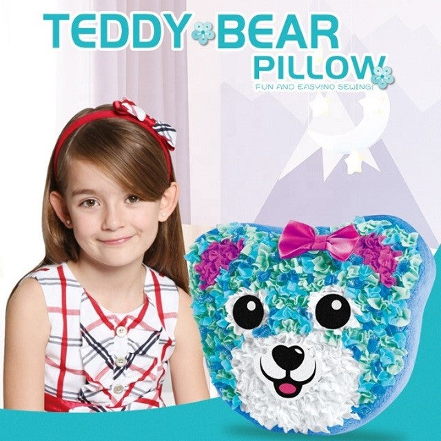 Dream Kids, Set Creatie Perna DIY pentru Copii, Joc Educativ Lucru Manual, Model Ursulet, Material Textil Moale, Varsta 5+ Ani