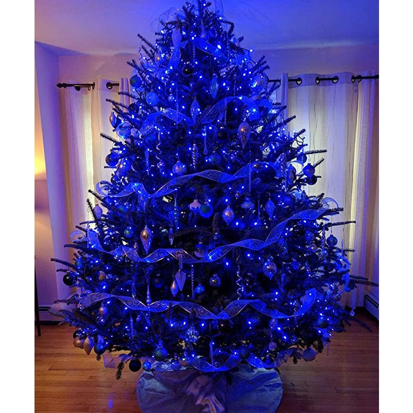 Instalatie de Craciun Tip Liniar cu Baterii, 2 Jocuri de Lumini, Fir Transparent, 10 LED-uri, 1 m, Albastru