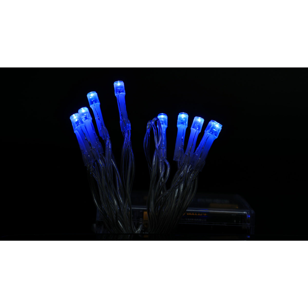 Instalatie de Craciun Tip Liniar cu Baterii, 2 Jocuri de Lumini, Fir Transparent, 10 LED-uri, 1 m, Albastru