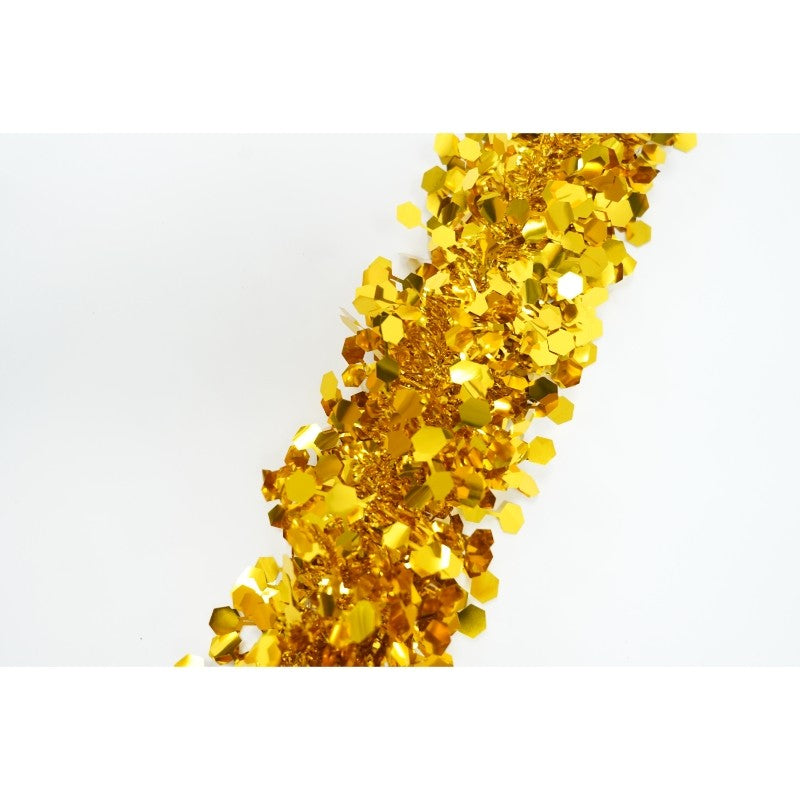 Beteala Craciun, Ghirlanda Decorativa Pufoasa, Folie PVC Rezistenta, Interior si Exterior, Galben, 2 m x 9 cm