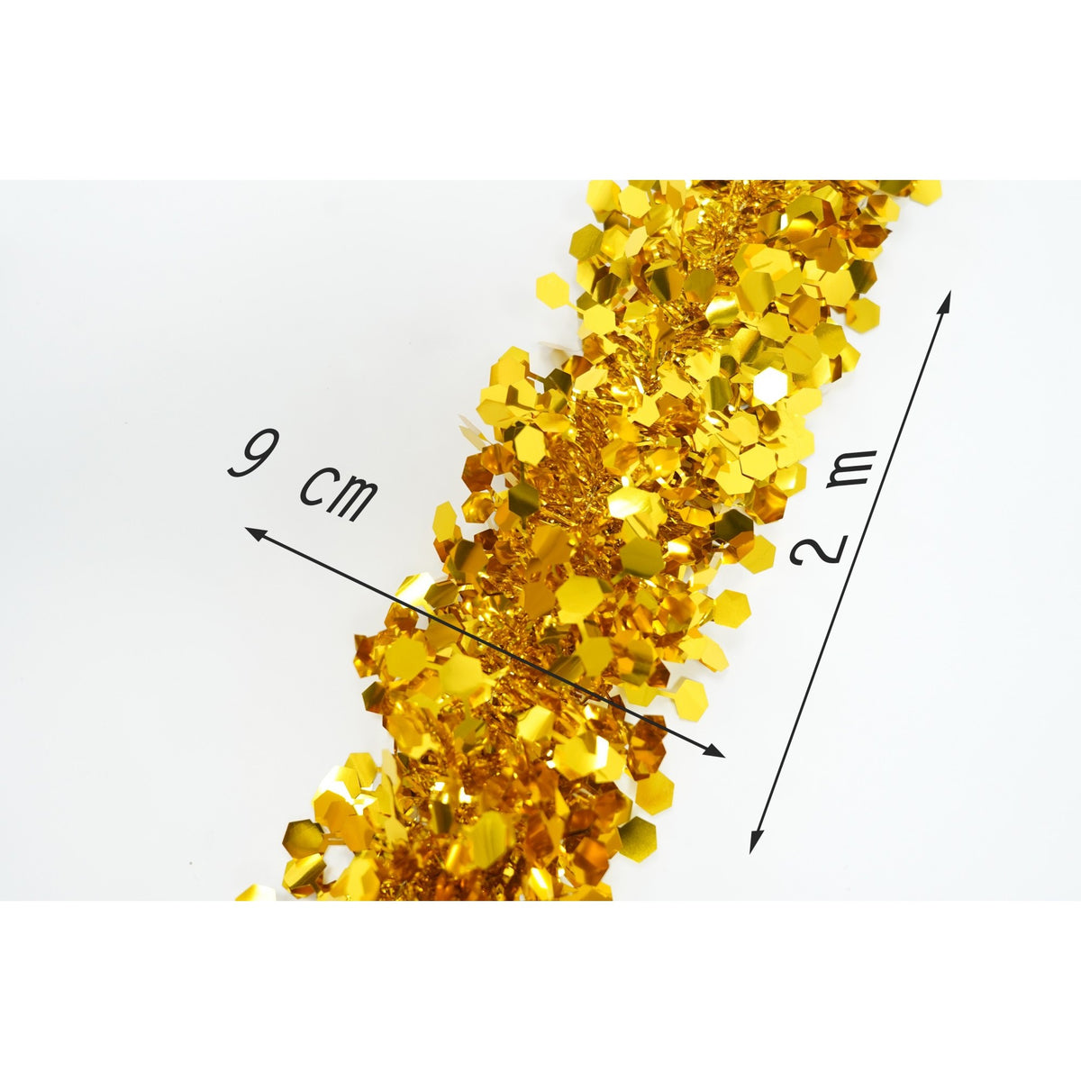 Beteala Craciun, Ghirlanda Decorativa Pufoasa, Folie PVC Rezistenta, Interior si Exterior, Galben, 2 m x 9 cm