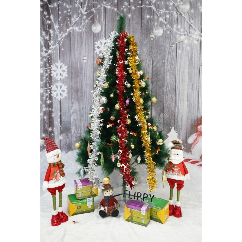 Beteala Craciun, Ghirlanda Decorativa Pufoasa, Folie PVC, Interior si Exterior, Argintiu, 2 m x 9 cm