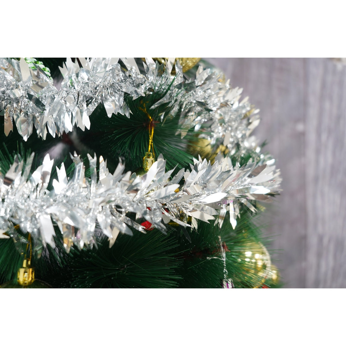 Beteala Craciun, Decoratiune Festiva Interior si Exterior, Folie PVC, Argintiu, 2 m x 6.5 cm